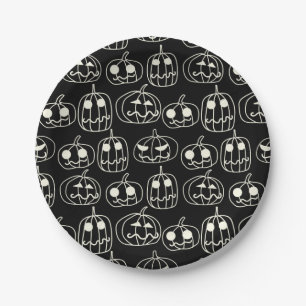 White Pumpkins Halloween Pattern Papieren Bordje
