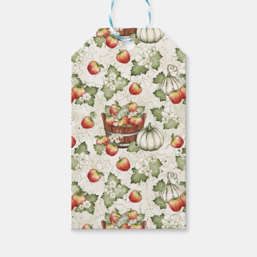 WHITE PUMPKINS & RED HERFST AUTUMN APPLES CADEAULABEL (Voorkant)