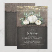 White Pumpkins Rustic Country Herfst Baptisme Kaart (Voorkant / Achterkant)