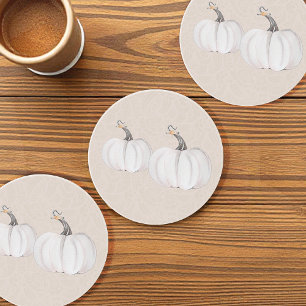White Pumpkins Waterverf Art Pattern Zandsteen Onderzetter