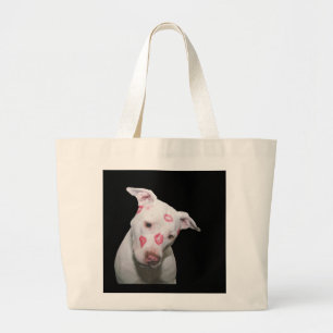 White Puppy Dog Love, verzegeld met Lipstick Kisse Grote Tote Bag