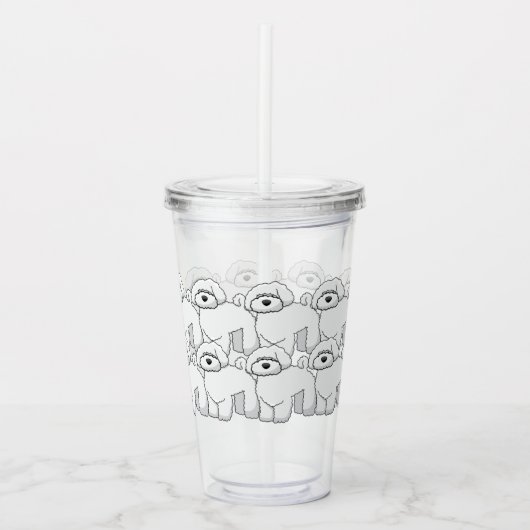 White Puppy Pattern overspoelen Acryl Drinkbeker (Voorkant)