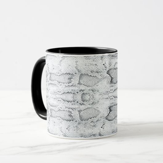 White Python Snake Skin Print Mok (Voorkant links)