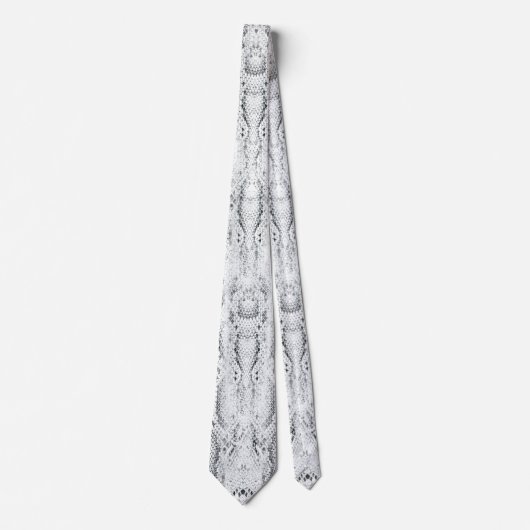 White Python Snake Skin Print Stropdas (Voorkant)