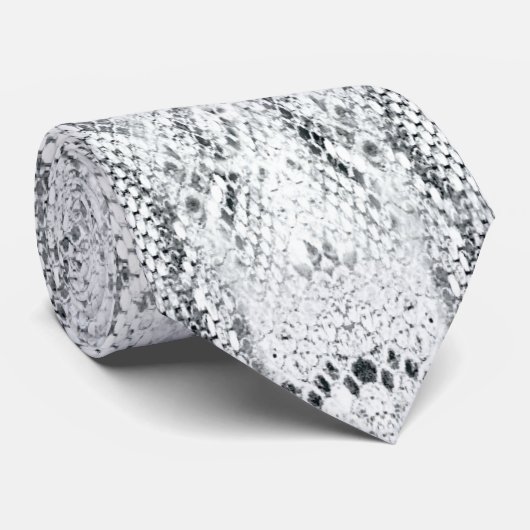 White Python Snake Skin Print Stropdas (Opgerold)