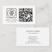 White QR Code | Modern Minimal Custom Contact Visitekaartje (Voorkant / Achterkant)