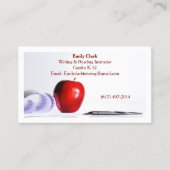White QR Code School Teacher  Red Apple   Visitekaartje (Voorkant)