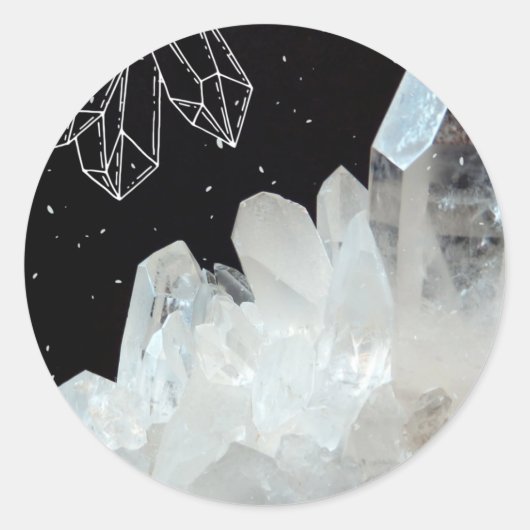 White Quartz Crystal Gemstone Geode Natural Stone Ronde Sticker (Voorkant)