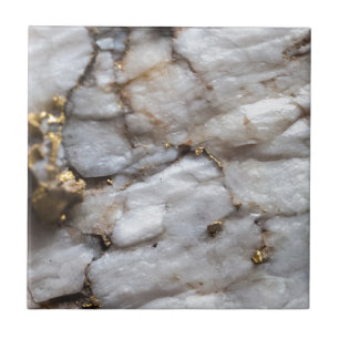 White Quartz met Gold Veining Tegeltje