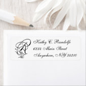 White R script letterpress return address label (Insitu)