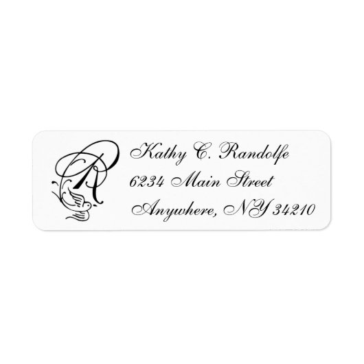 White R script letterpress return address label (Voorkant)