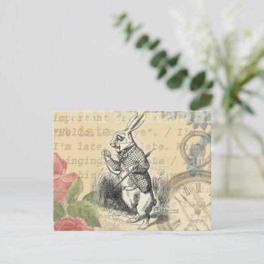 White Rabbit Alice in Wonderland Art Briefkaart (Staand voorkant)