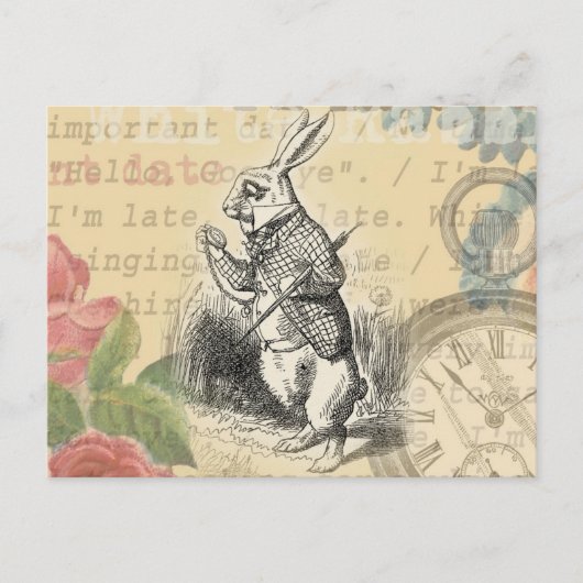 White Rabbit Alice in Wonderland Art Briefkaart (Voorkant)