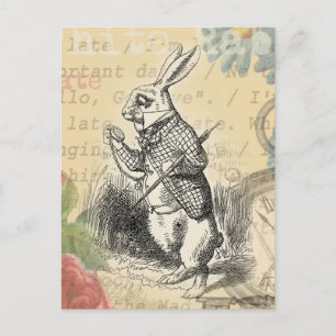 White Rabbit Alice in Wonderland Art Briefkaart