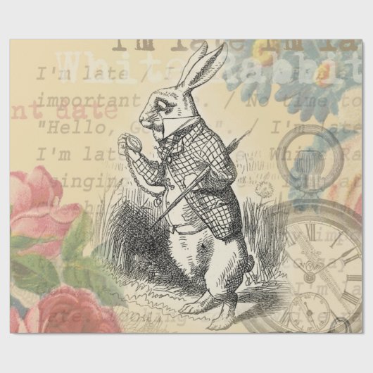 White Rabbit Alice in Wonderland Art Cadeaupapier (Vlak)