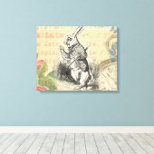 White Rabbit Alice in Wonderland Art Canvas Afdruk (Insitu (Houten vloer))