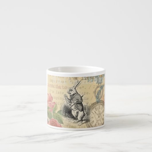 White Rabbit Alice in Wonderland Art Espresso Kop (Voorkant)