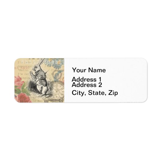 White Rabbit Alice in Wonderland Art Etiket (Voorkant)