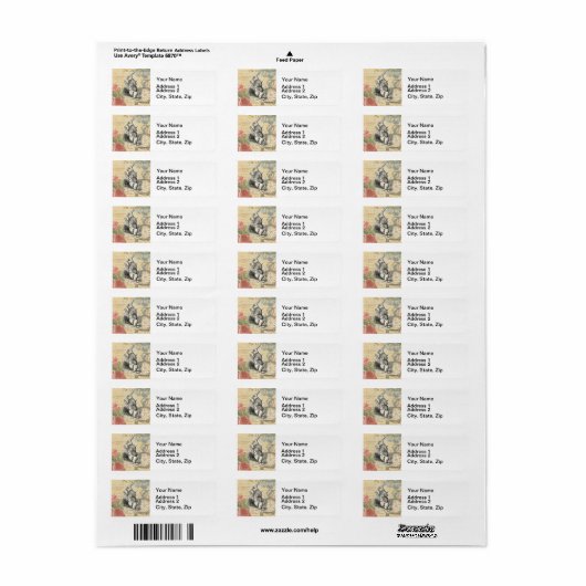 White Rabbit Alice in Wonderland Art Etiket (Full Sheet)