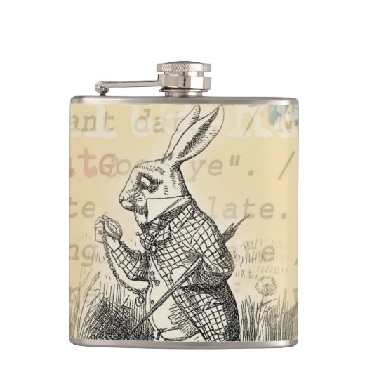 White Rabbit Alice in Wonderland Art Heupfles (Voorkant)