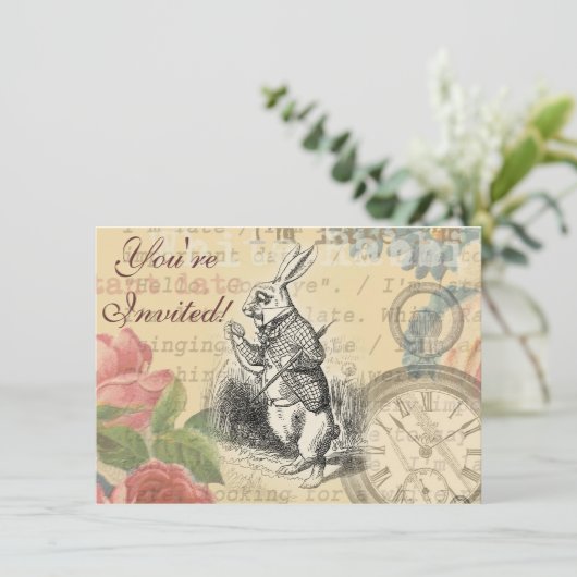 White Rabbit Alice in Wonderland Art Kaart (Staand voorkant)