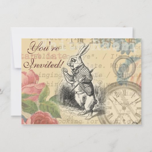 White Rabbit Alice in Wonderland Art Kaart (Voorkant)