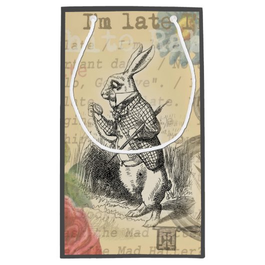 White Rabbit Alice in Wonderland Art Klein Cadeauzakje (Achterkant)