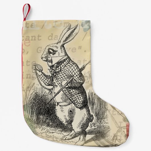 White Rabbit Alice in Wonderland Art Kleine Kerstsok (Voorkant)