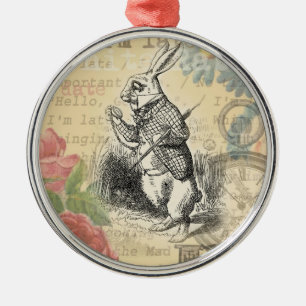 White Rabbit Alice in Wonderland Art Metalen Ornament