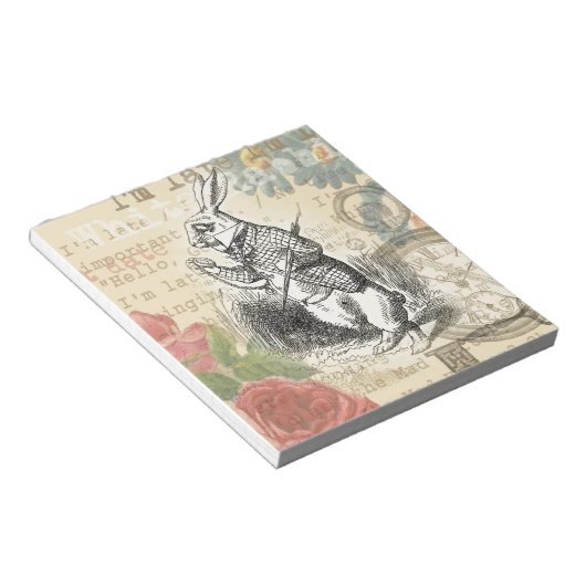 White Rabbit Alice in Wonderland Art Notitieblok (Schuin)