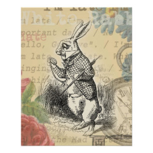 White Rabbit Alice in Wonderland Art Perfect Poster