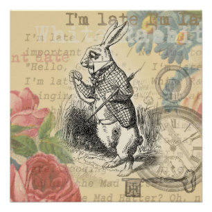 White Rabbit Alice in Wonderland Art Perfect Poster