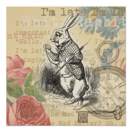 White Rabbit Alice in Wonderland Art Perfect Poster (Voorkant)