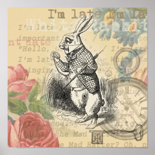 White Rabbit Alice in Wonderland Art Poster (Voorkant)