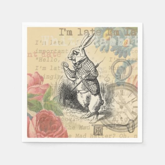 White Rabbit Alice in Wonderland Art Servet (Voorkant)