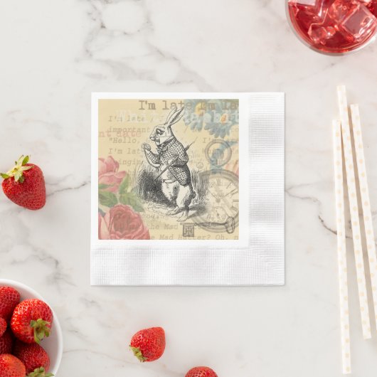 White Rabbit Alice in Wonderland Art Servet (Insitu)