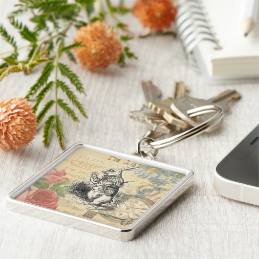 White Rabbit Alice in Wonderland Art Sleutelhanger (Zijkant)