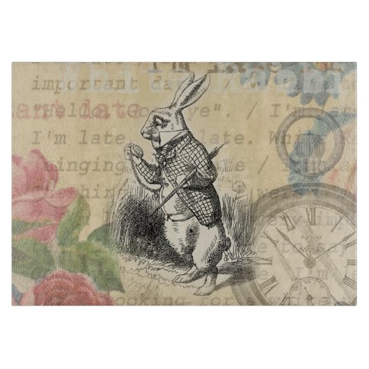 White Rabbit Alice in Wonderland Art Snijplank (Voorkant)