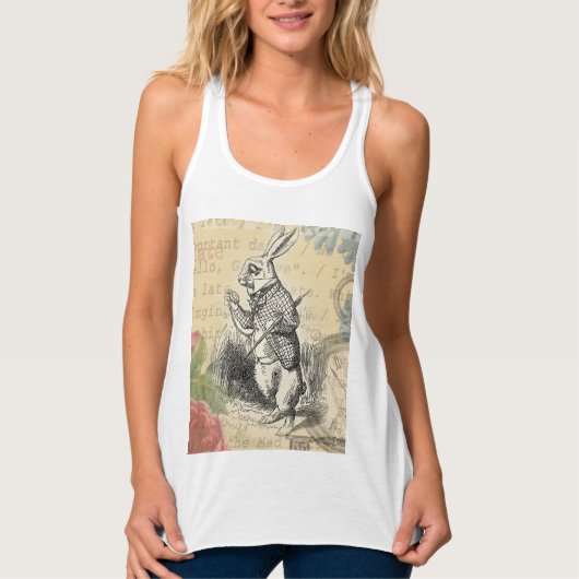 White Rabbit Alice in Wonderland Art Tanktop (Voorkant)
