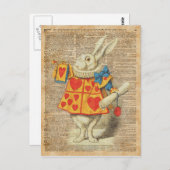 White Rabbit Alice in Wonderland  Artwork Briefkaart (Voorkant / Achterkant)