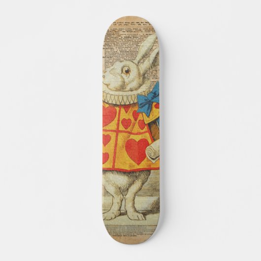 White Rabbit Alice in Wonderland Artwork Skateboard (Voorkant)