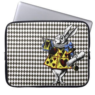 White Rabbit Alice in Wonderland Black Diamonds Laptop Sleeve