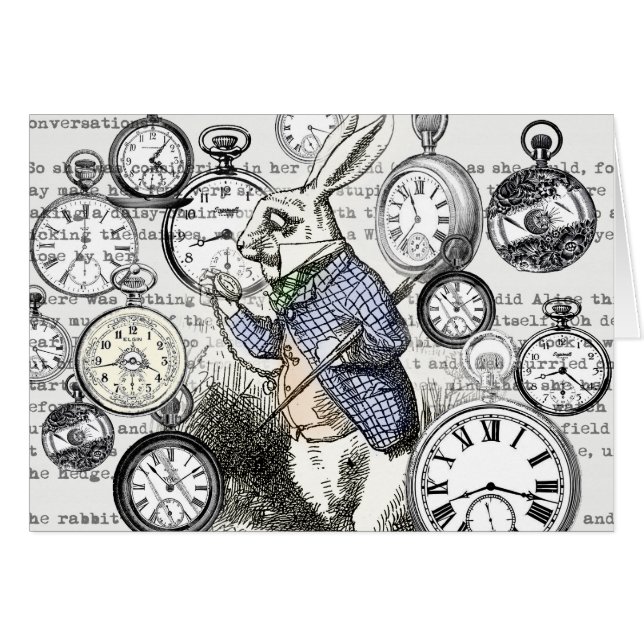 White Rabbit Alice in Wonderland Clocks (Voorkant Horizontaal)
