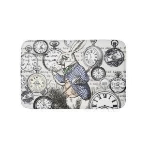 White Rabbit Alice in Wonderland Clocks Badmat