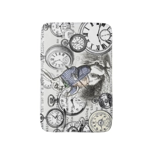 White Rabbit Alice in Wonderland Clocks Badmat (Voorkant Verticaal)