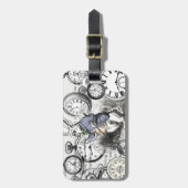 White Rabbit Alice in Wonderland Clocks Bagagelabel (Voorkant verticaal)