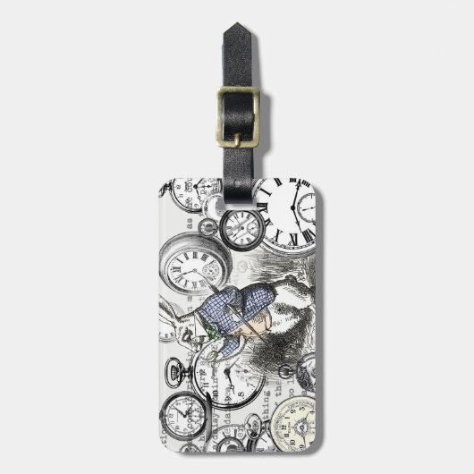 White Rabbit Alice in Wonderland Clocks Bagagelabel (Voorkant verticaal)
