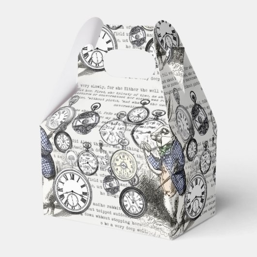 White Rabbit Alice in Wonderland Clocks Bedankdoosjes (Achterkant)