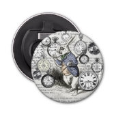 White Rabbit Alice in Wonderland Clocks Button Flesopener (Voorkant)