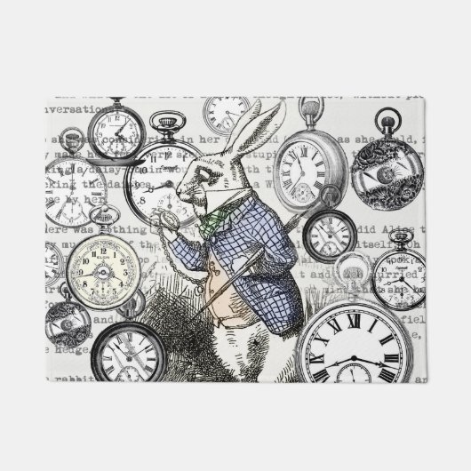 White Rabbit Alice in Wonderland Clocks Deurmat (Voorkant)